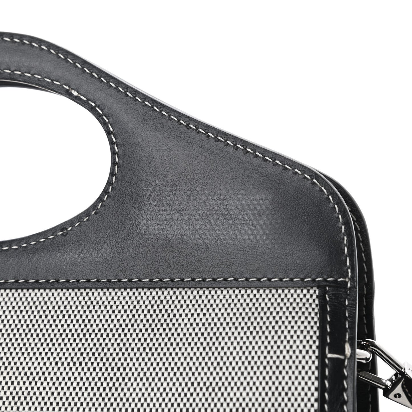 Canvas Calfskin Foldover Pocket Bag Black