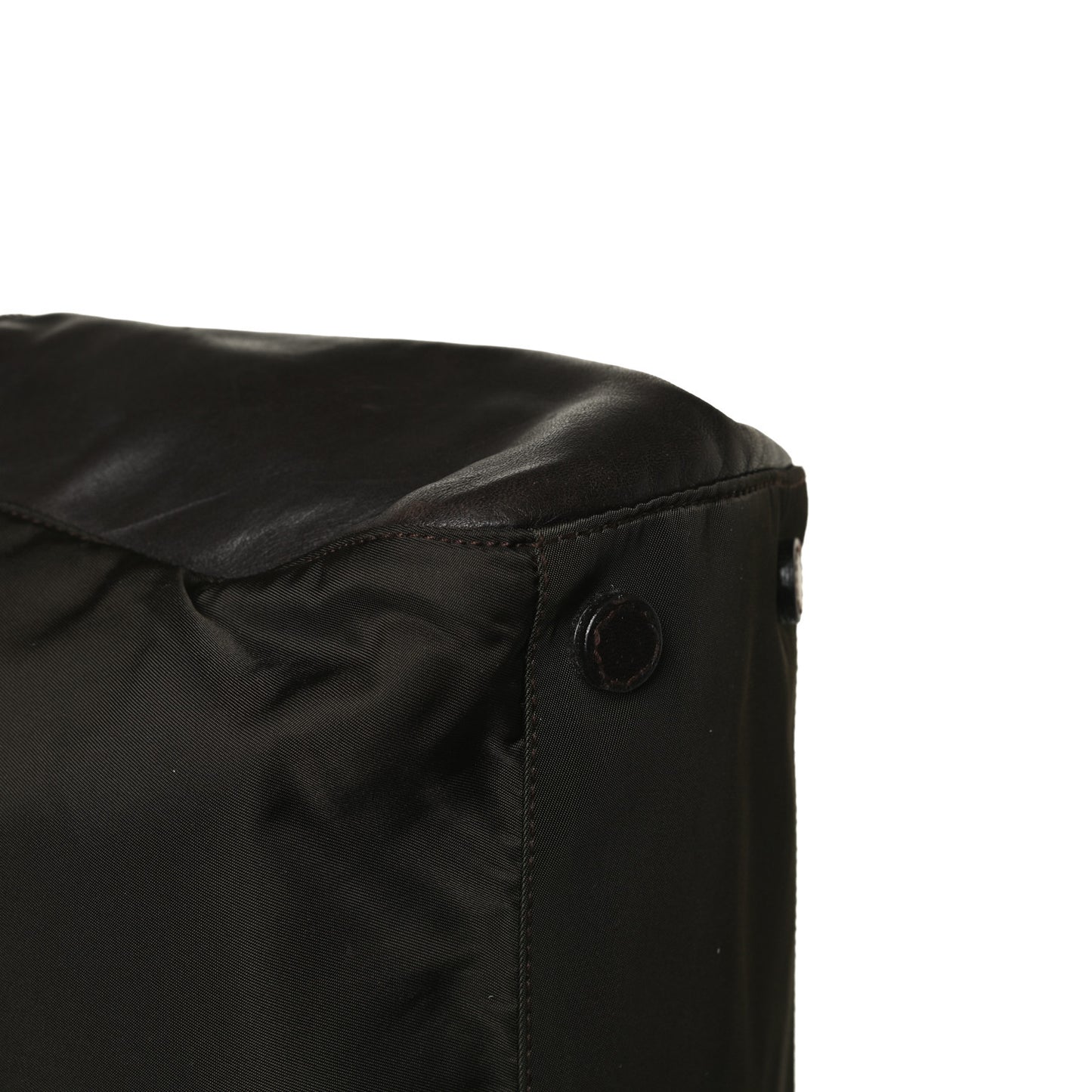 Tessuto Nylon Soft Calfskin Tote Dark Brown
