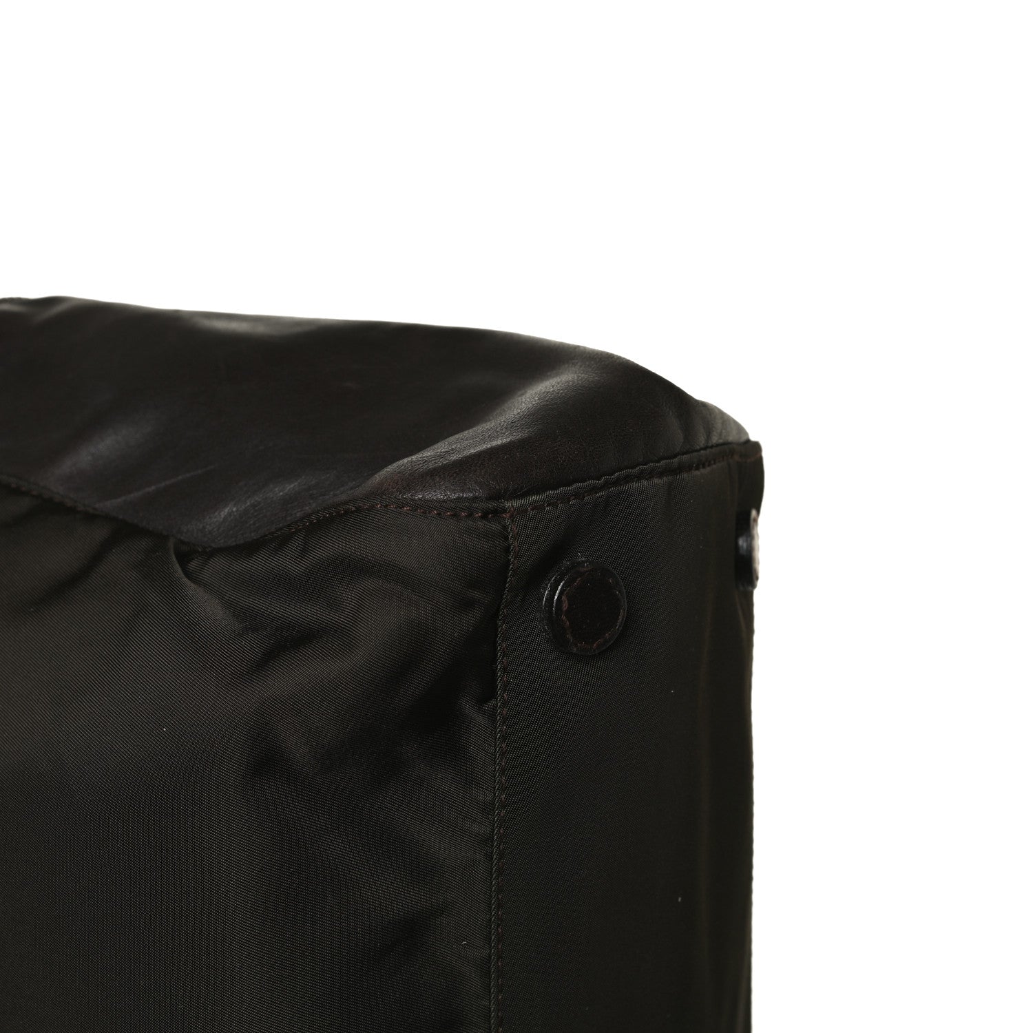 Prada Tessuto Nylon Soft Calfskin Tote Dark Brown 17 of 21
