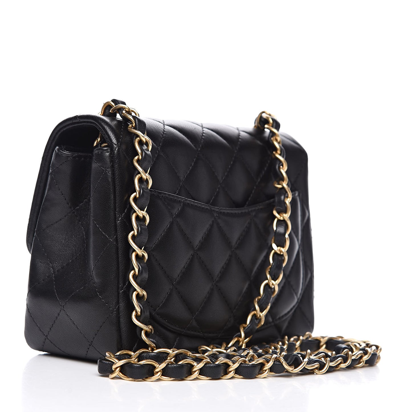 Lambskin Quilted Mini Square Flap Black