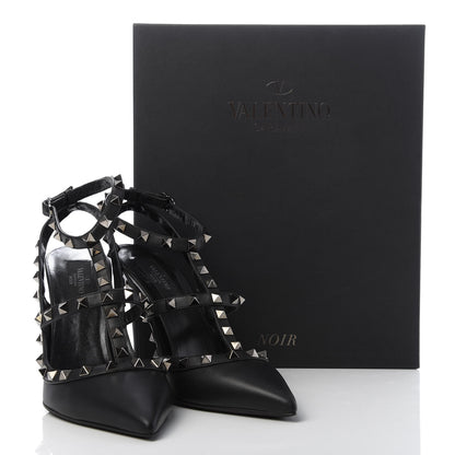 Valentino Garavani Calfskin Nappa Rockstud Ankle Strap 100mm Pumps 39.5 Black 9 of 9