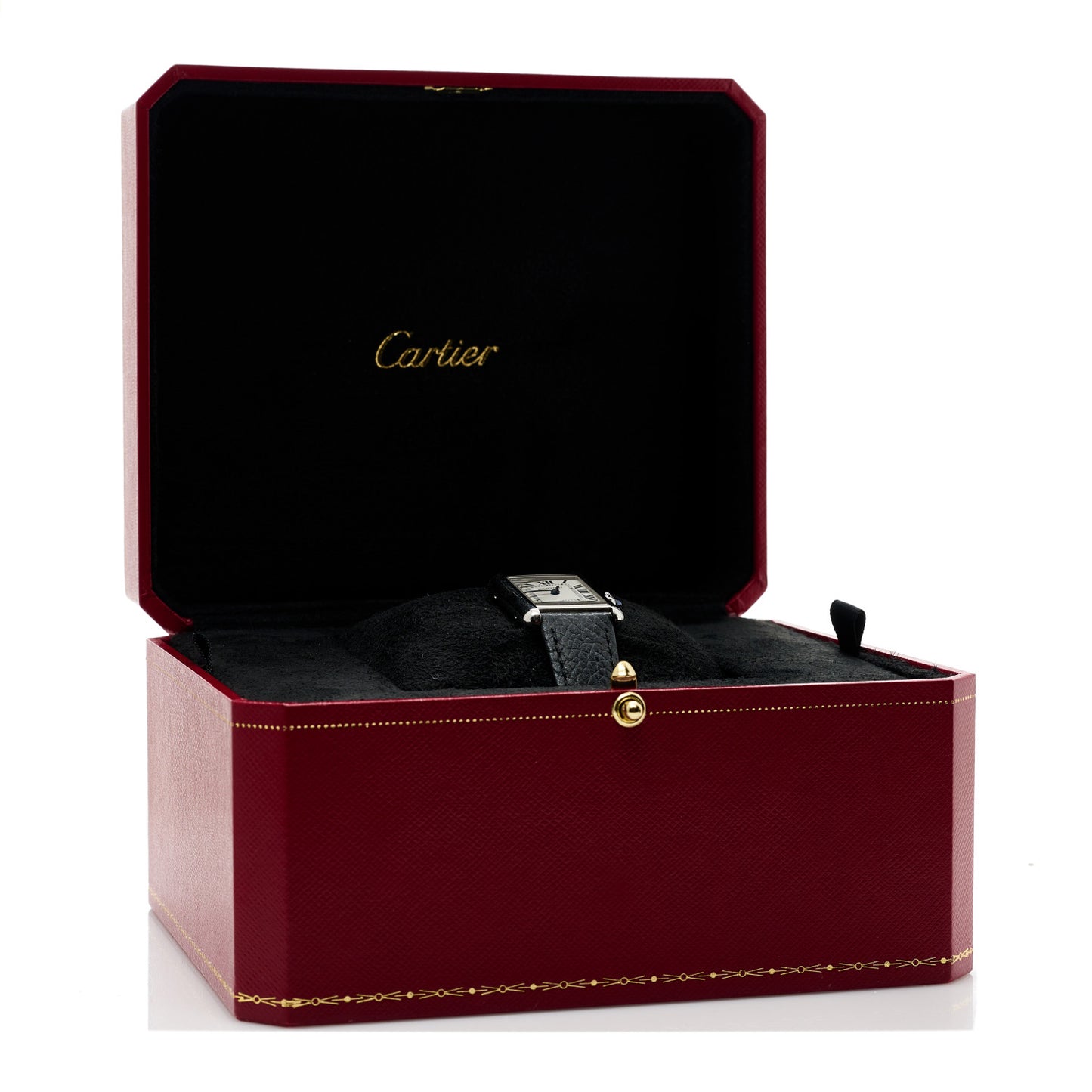 Stainless Steel Calfskin 22mm Must de Cartier Tank Quartz Watch
