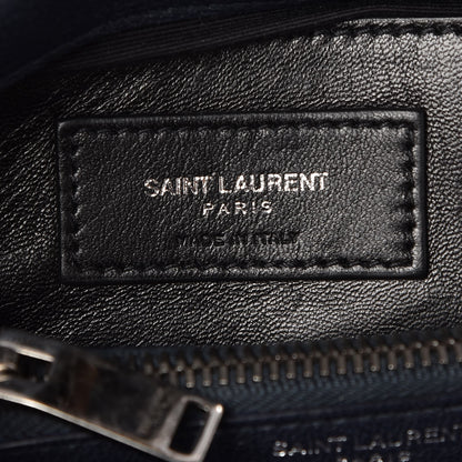 Saint Laurent Sheepskin Matelasse Chevron Monogram Medium College Bag Deep Marine 7 of 7