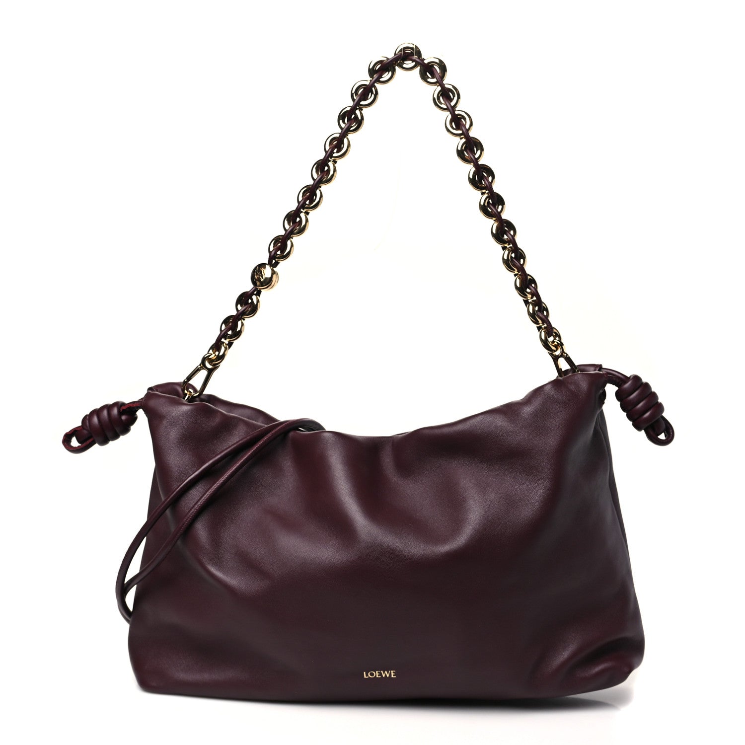 Loewe Mellow Nappa Donut Chain Large Flamenco Knot Clutch Dark Burgundy 1 of 10