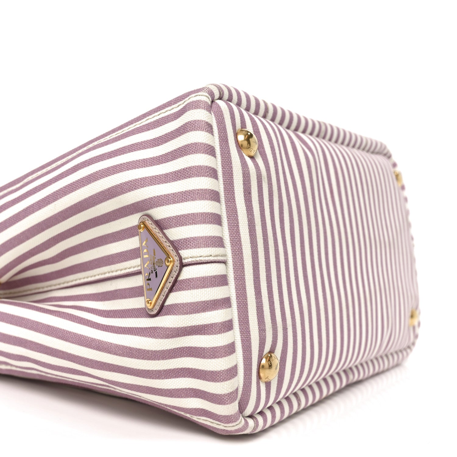 Prada Canapa Striped Small Logo Tote Alabastro 8 of 9