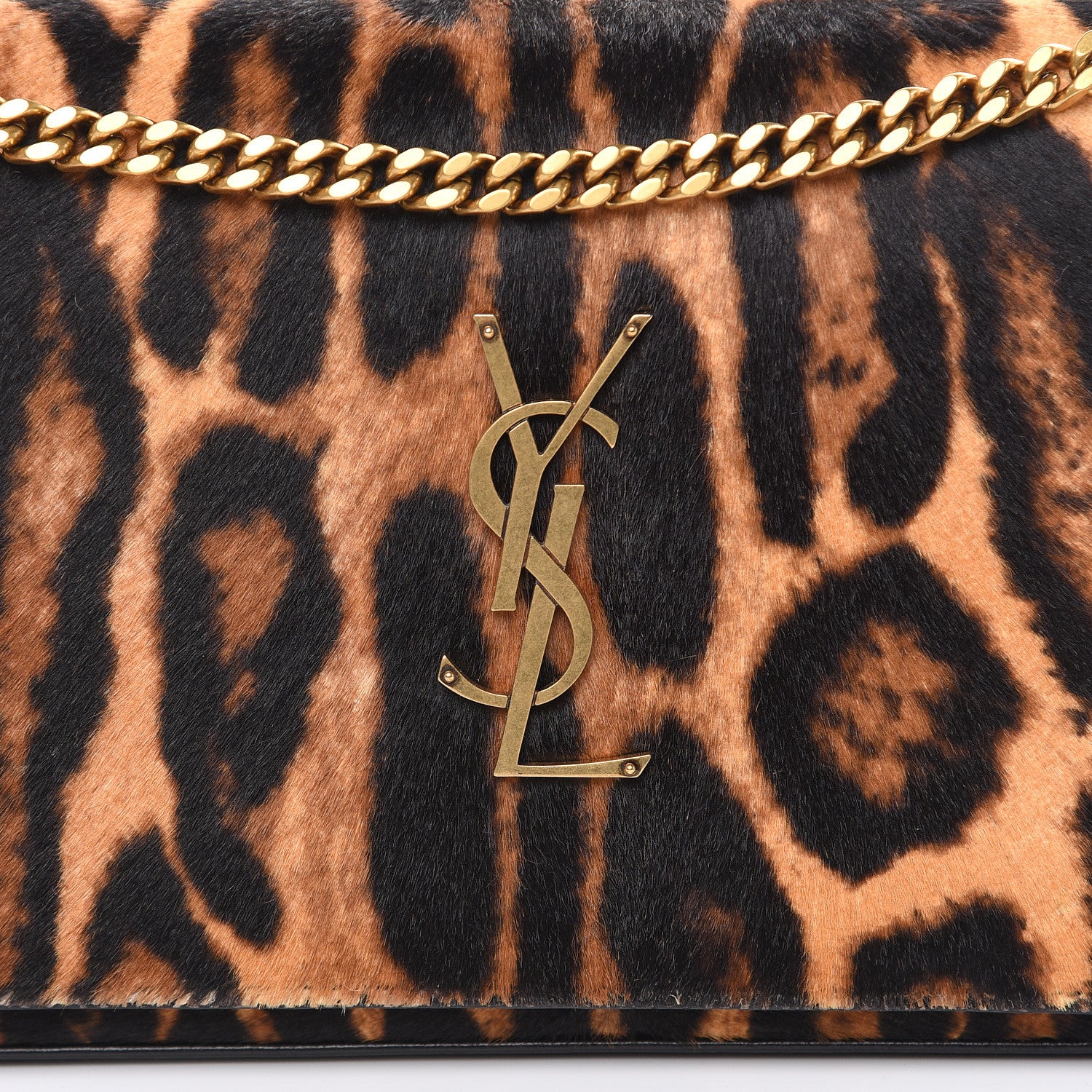 Saint Laurent Calf Hair Monogram Chain Wallet Leopard 13 of 14