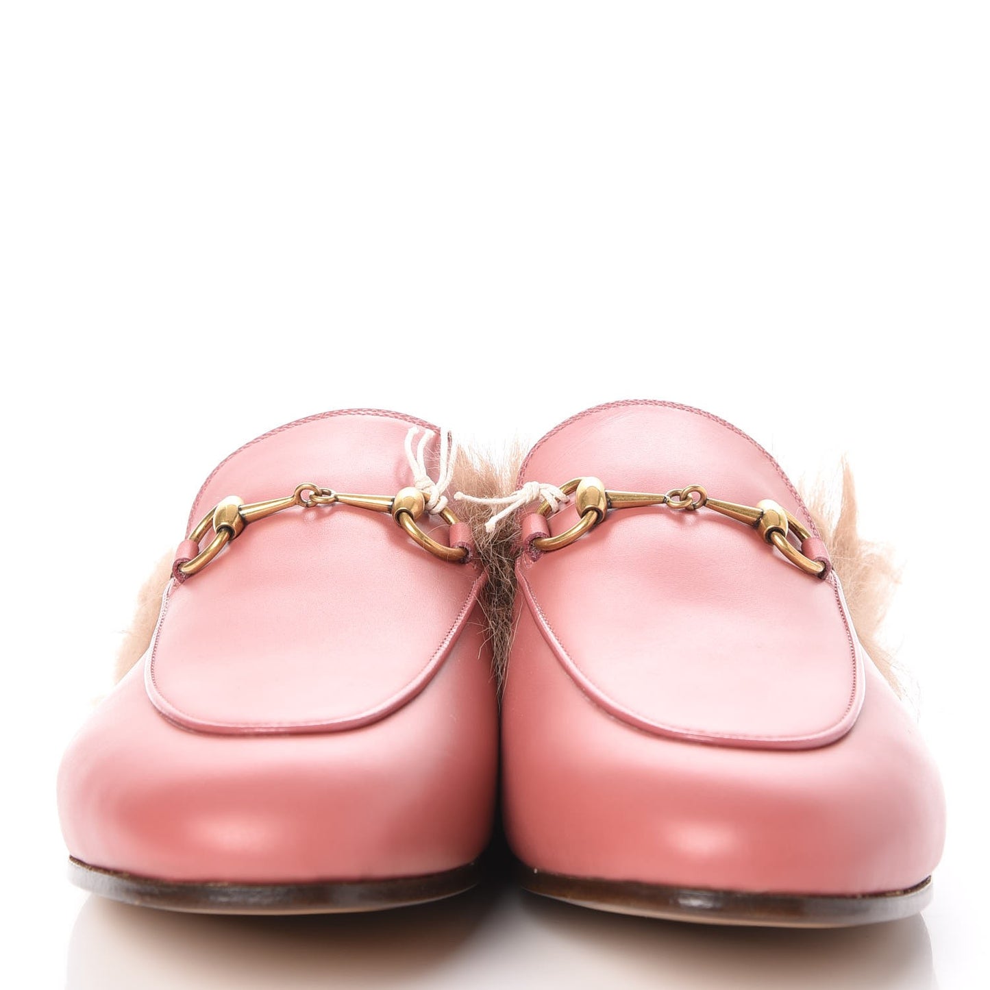 Calfskin Fur Womens Princetown Slippers 38.5 Lipstick Rose Natural