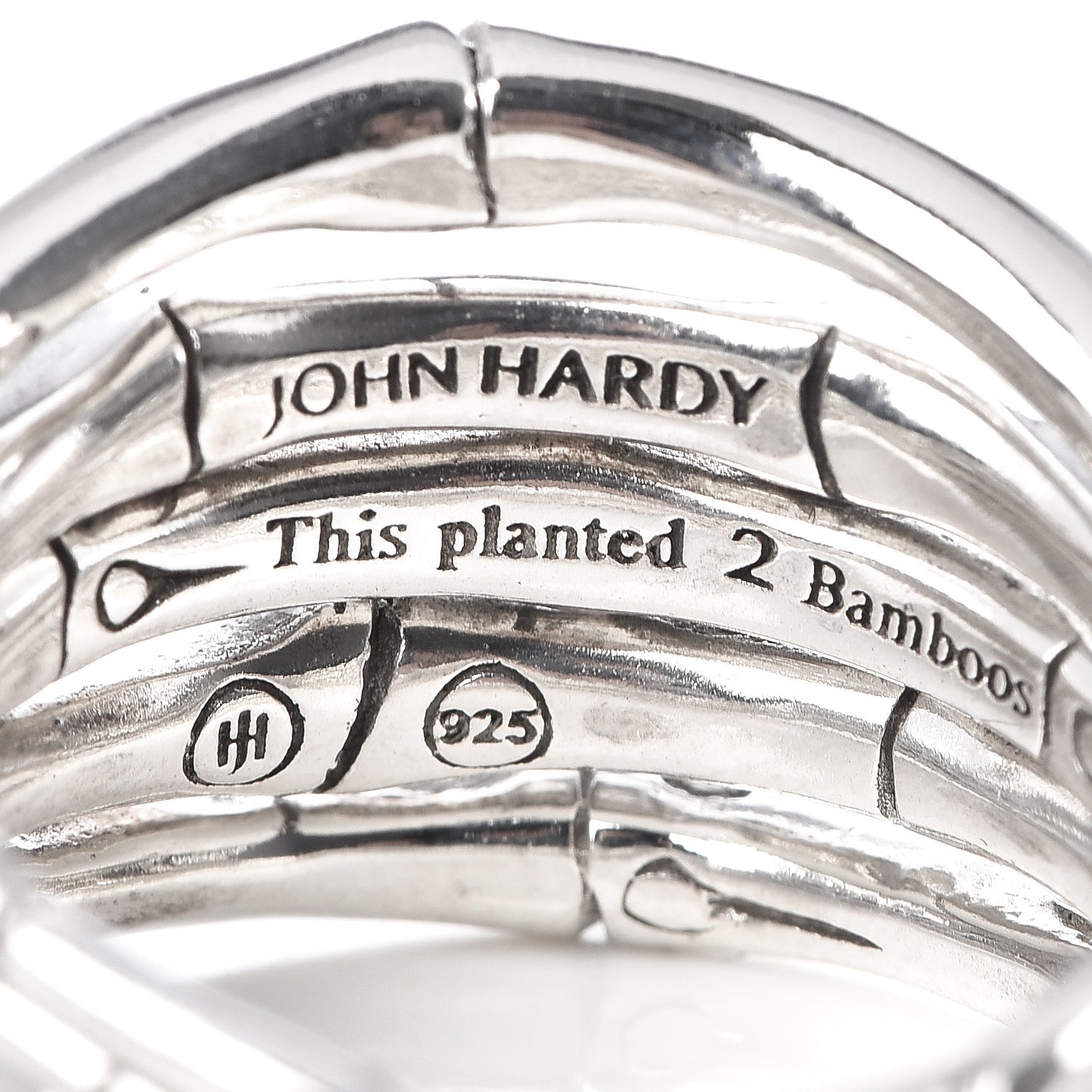 Sterling Silver Wide Bamboo Ring 55 7.25