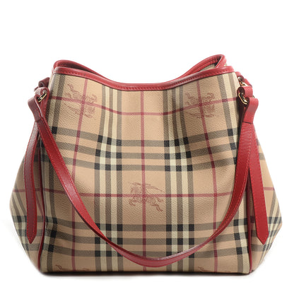 Burberry Haymarket Check Small Canterbury Tote Coral Red 1 of 9