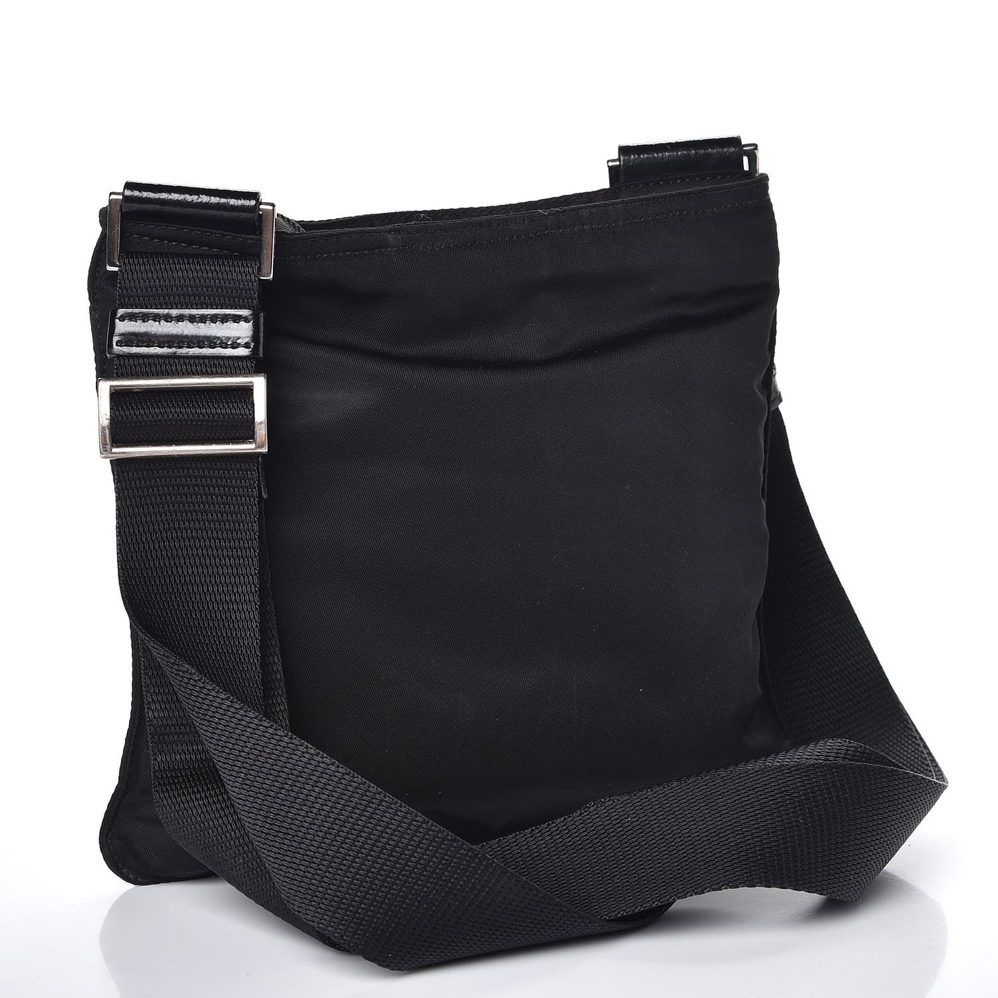 Nylon Small Flat Messenger Bag Black