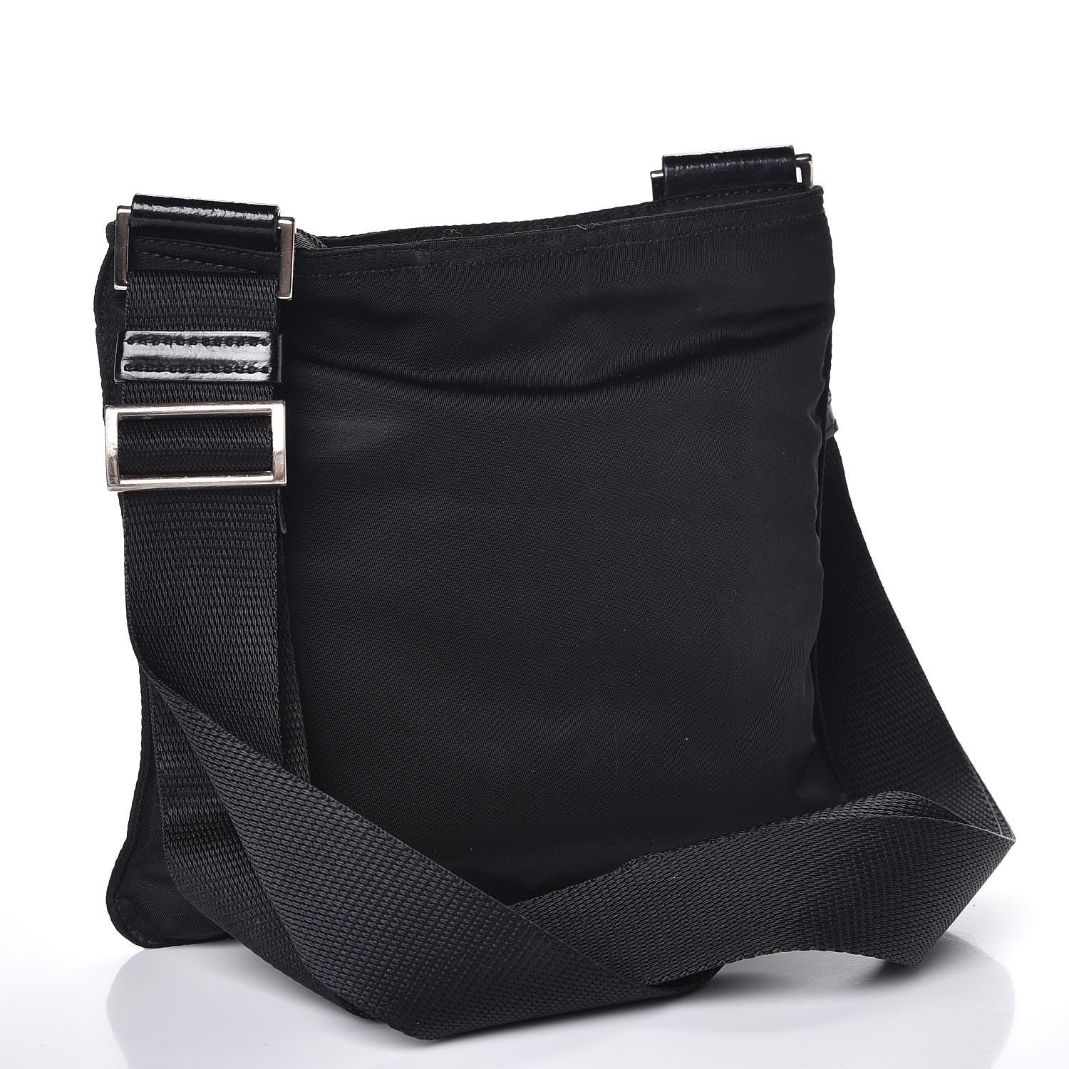 Prada Nylon Small Flat Messenger Bag Black 3 of 14