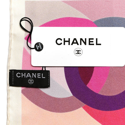 Chanel Silk CC Square Scarf Pink Purple Beige 4 of 5