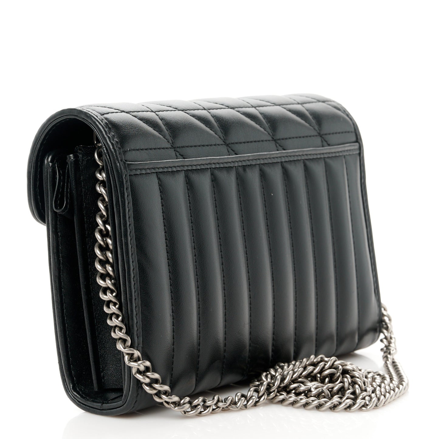 Calfskin Matelasse Aria GG Marmont Chain Wallet Black