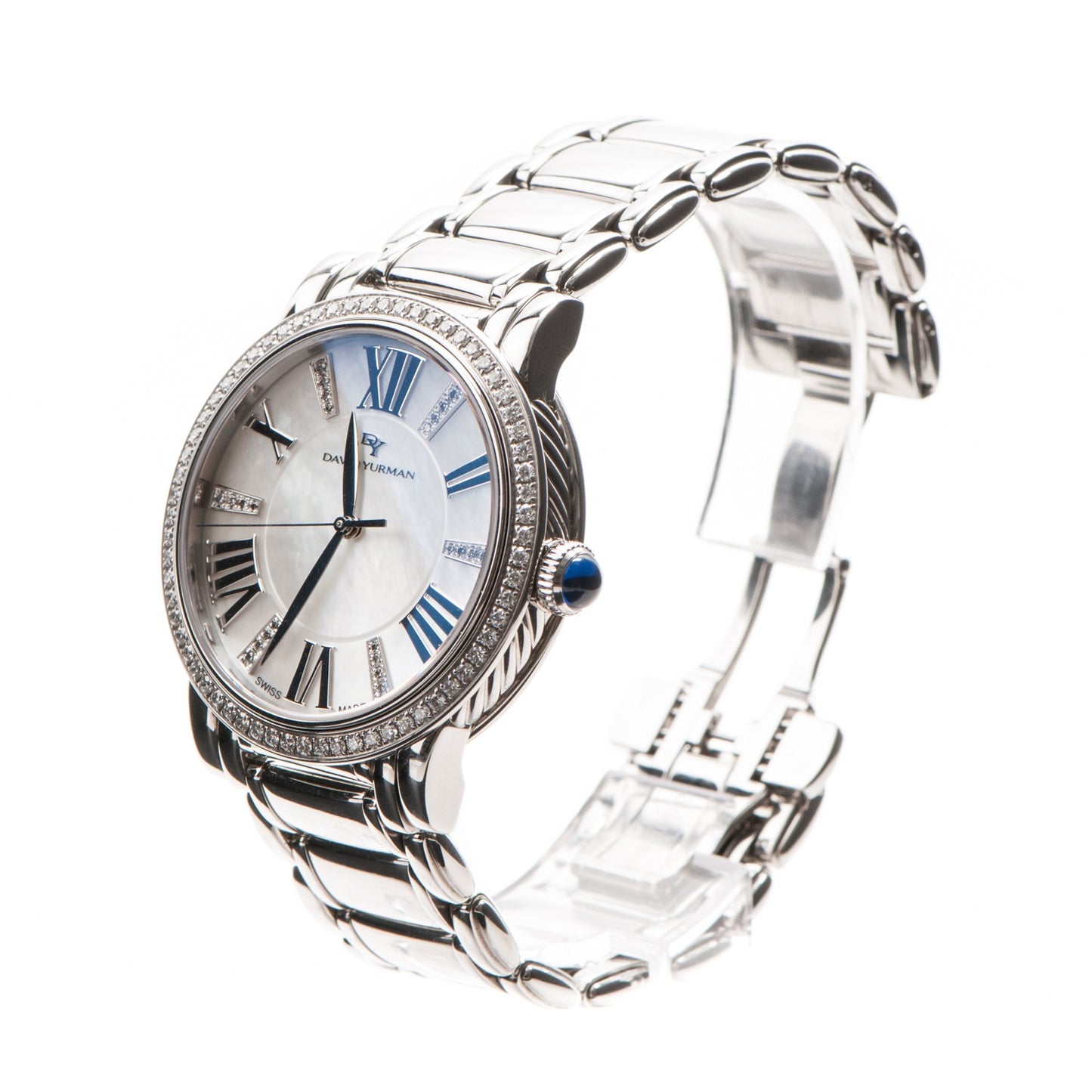 Stainless Steel Diamond Bezel Mother of Pearl 38mm Classic Quartz Watch
