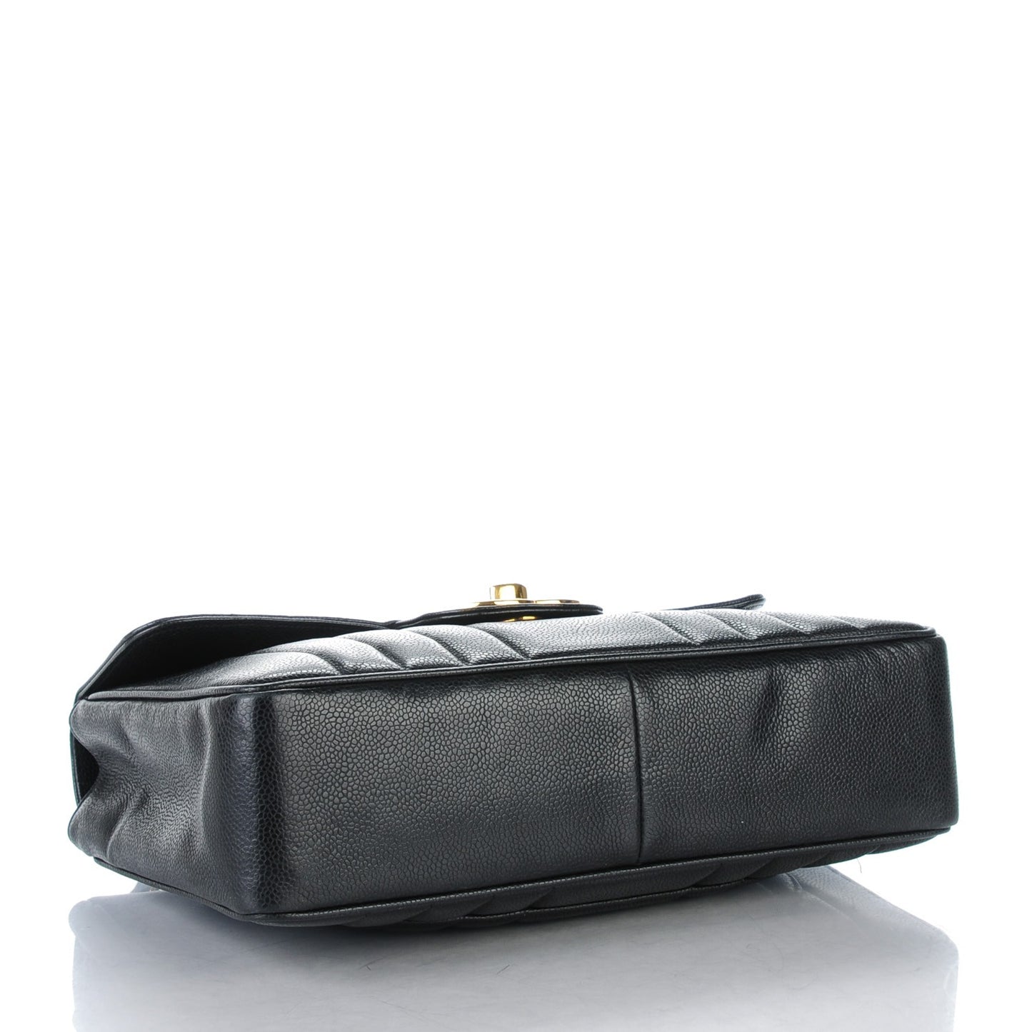 Caviar Vertical Quilted Jumbo Flap Black