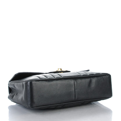 Chanel Caviar Vertical Quilted Jumbo Flap Black 4 of 9