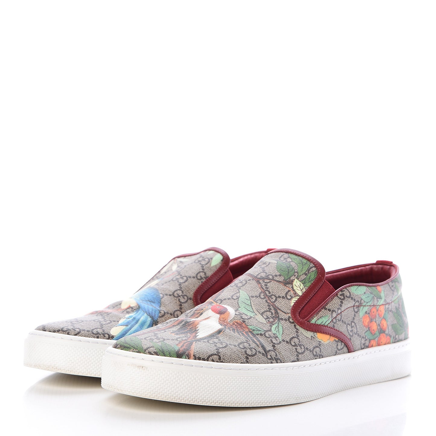 GG Supreme Monogram Tian Mens Dublin Slip On Sneakers 13 Beige Multicolor Red