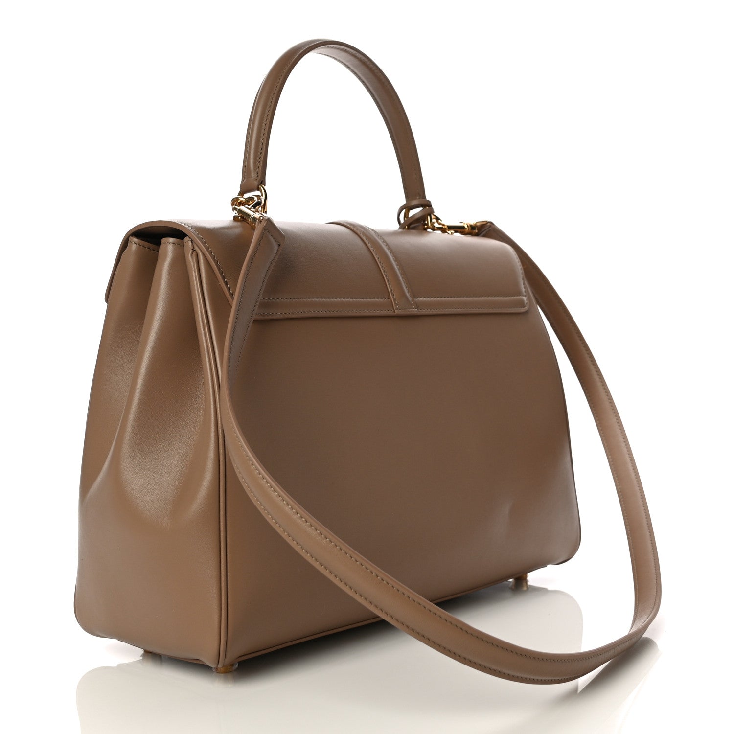 Celine Satinated Calfskin Medium 16 Top Handle Bag Beige 2 of 9