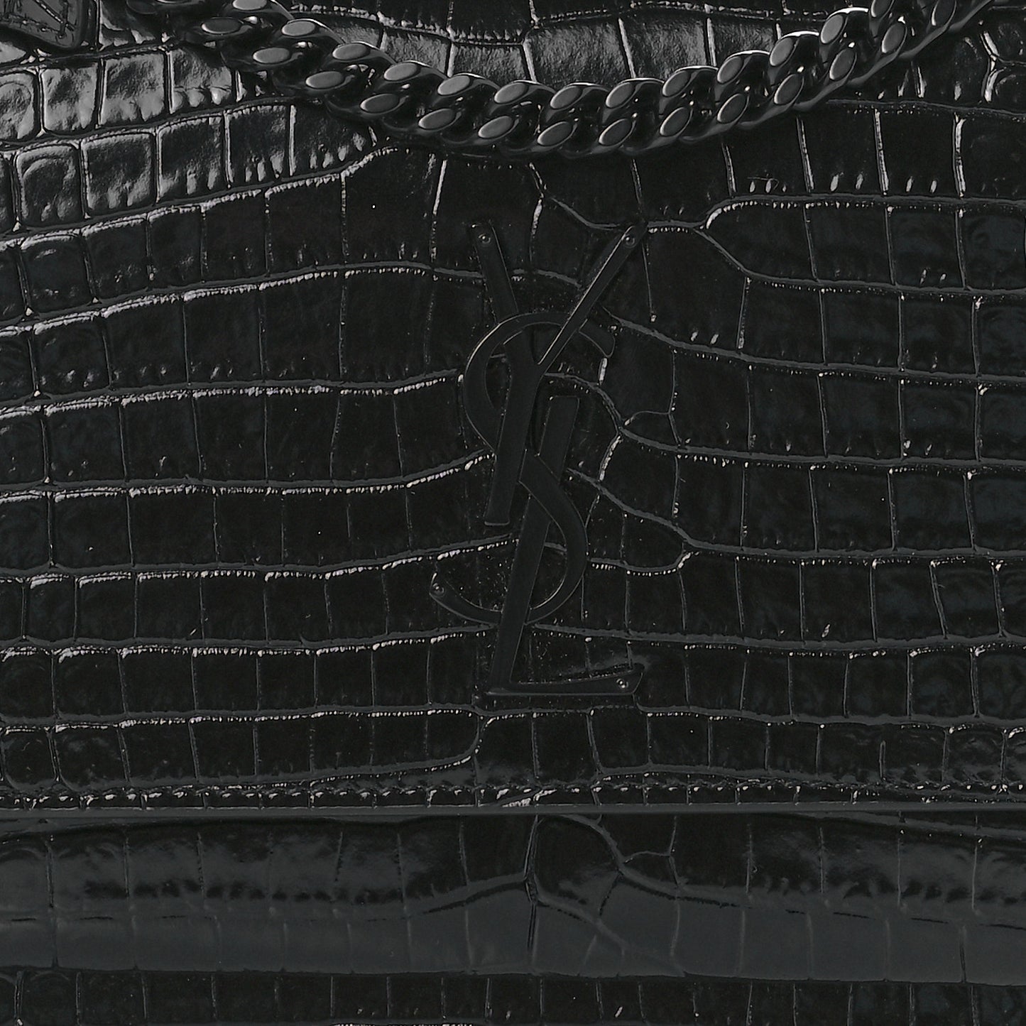 Calfskin Crocodile Embossed Medium Monochrome Monogram Sunset Black