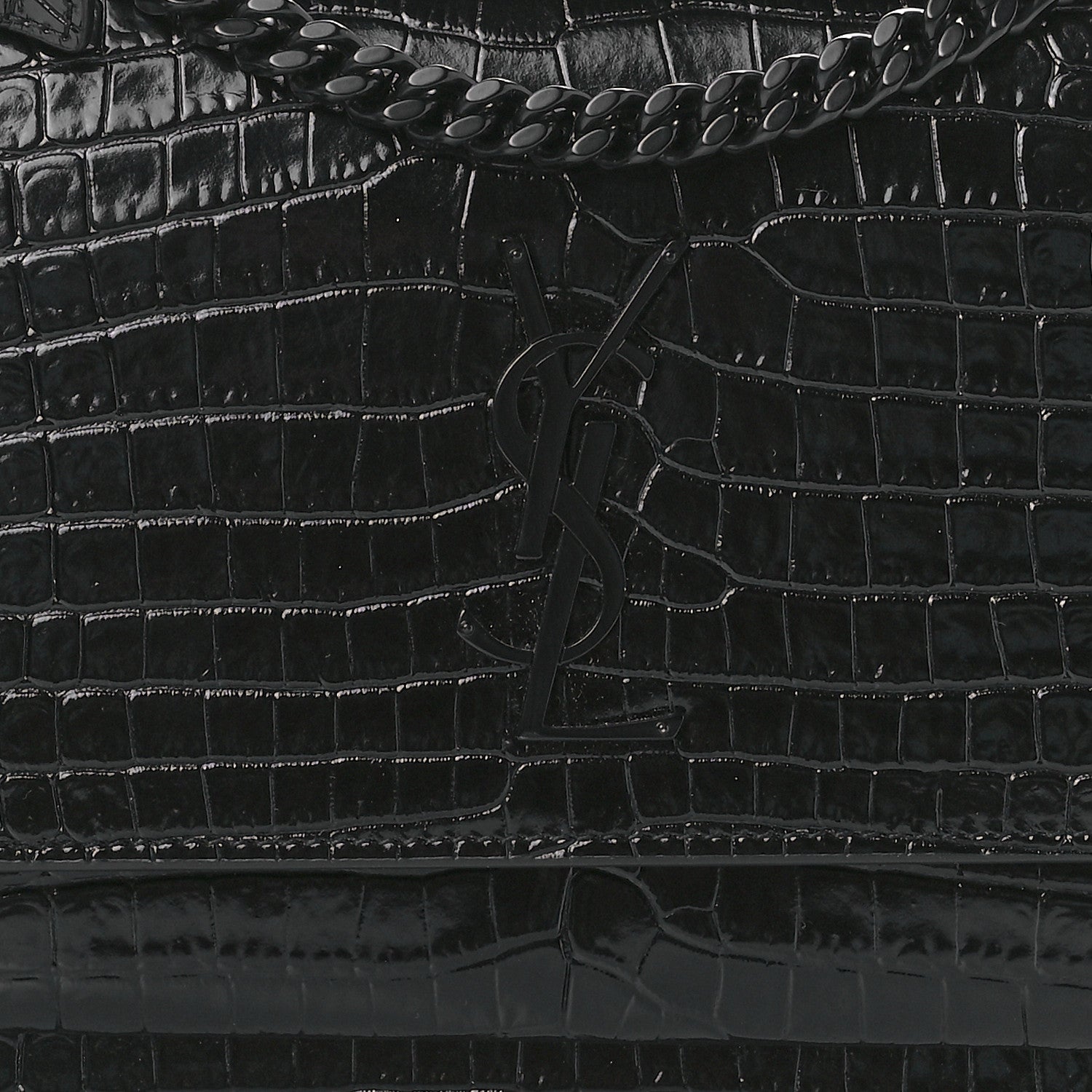 Saint Laurent Calfskin Crocodile Embossed Medium Monochrome Monogram Sunset Black 8 of 9