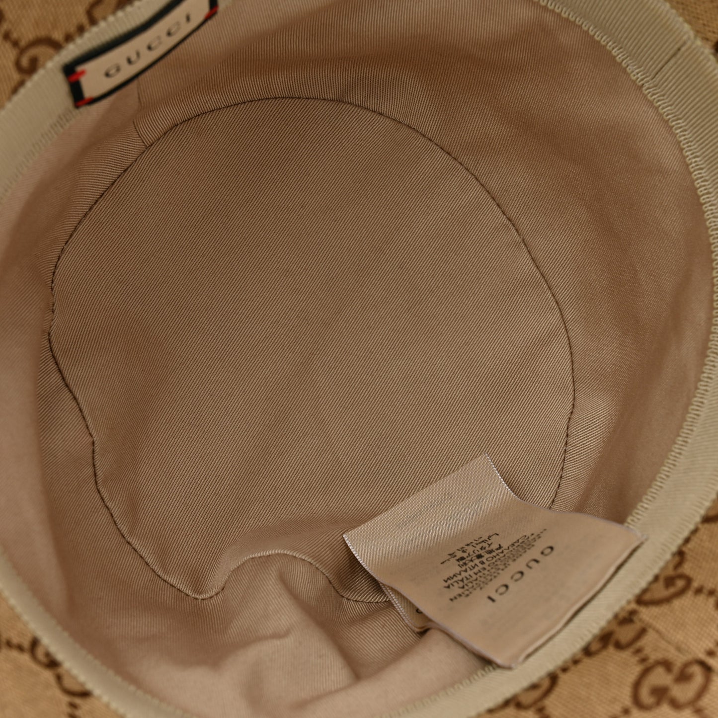 Monogram Textured Dollar Calfskin GG Jago Bucket Hat L Cacao Beige