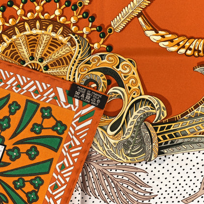 Hermes Silk Zénobie Reine De Palmyre Scarf 90 White Blue Brun 3 of 4