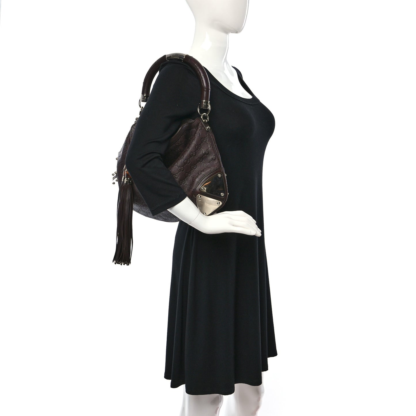 Guccissima Medium Indy Top Handle Hobo Black