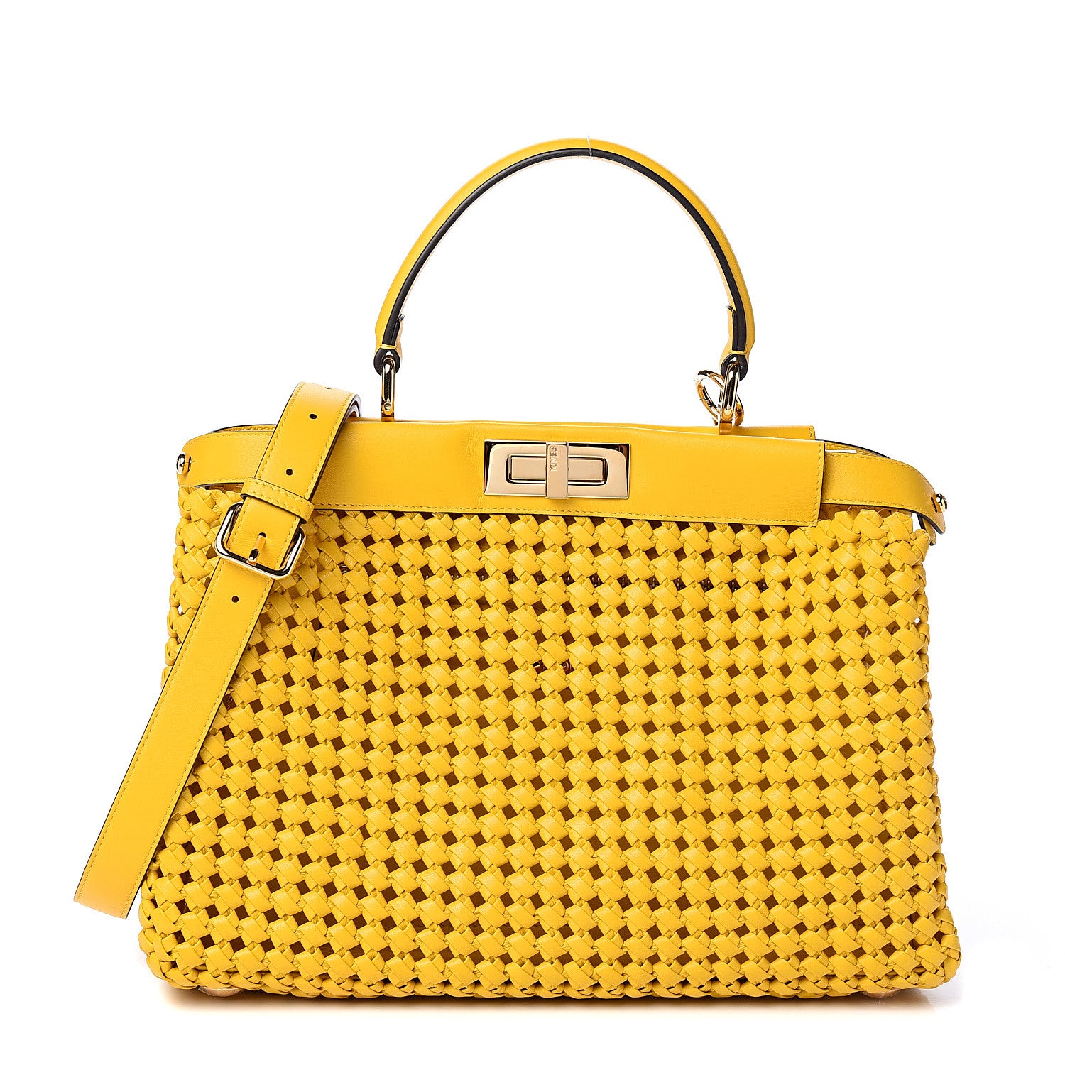 Fendi Nappa Matisse Intreccio Medium Peekaboo Iconic Satchel Mimosa 1 of 10