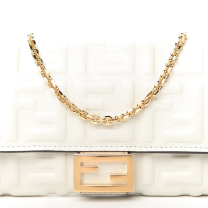 Fendi Nappa Matisse FF Embossed Continental Wallet On Chain White 9 of 9