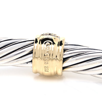 David Yurman Sterling Silver 18K Yellow Gold Diamond 7mm Cable Classics Station Bracelet 4 of 5