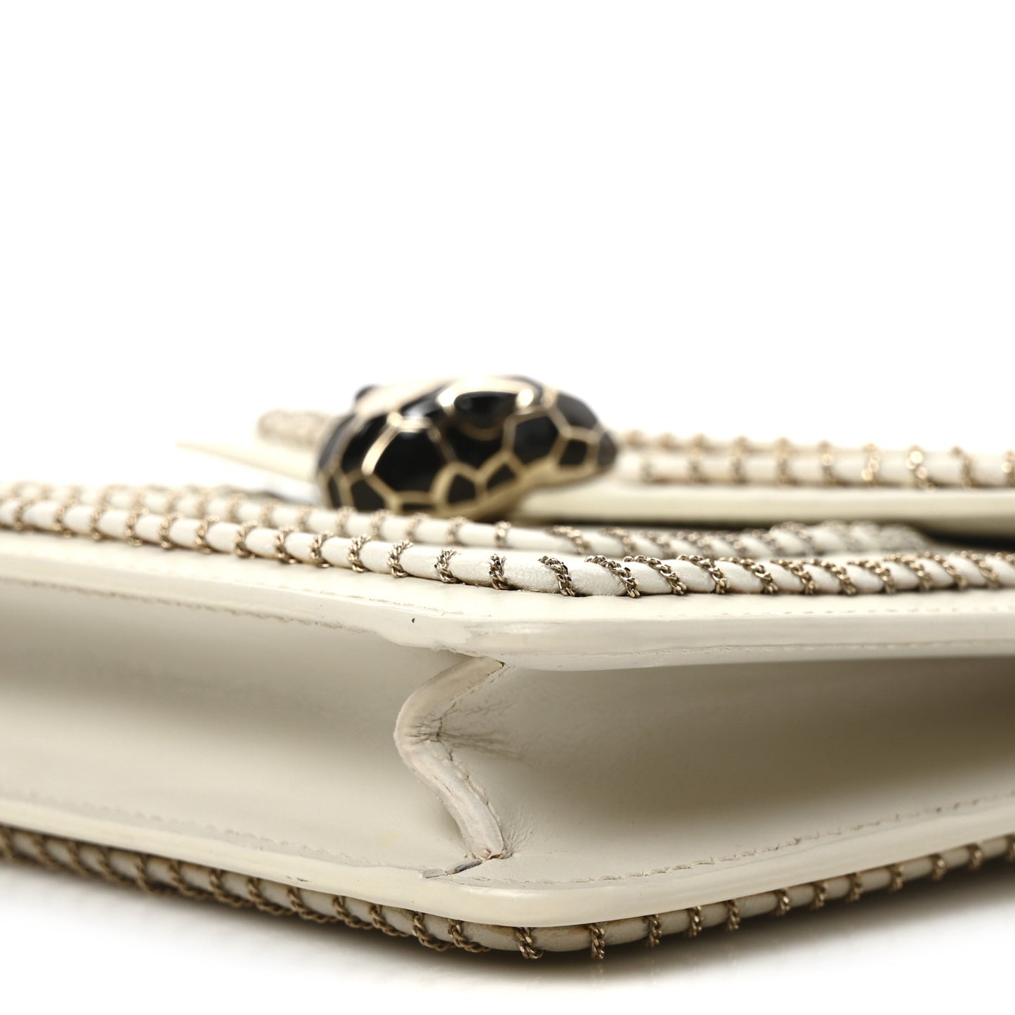 Calfskin Woven Chain Serpenti Forever Crossbody Bag White