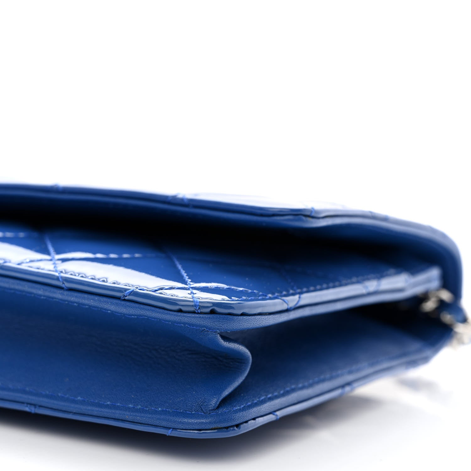 Chanel Patent Quilted Wallet On Chain WOC Dark Blue 11 of 13