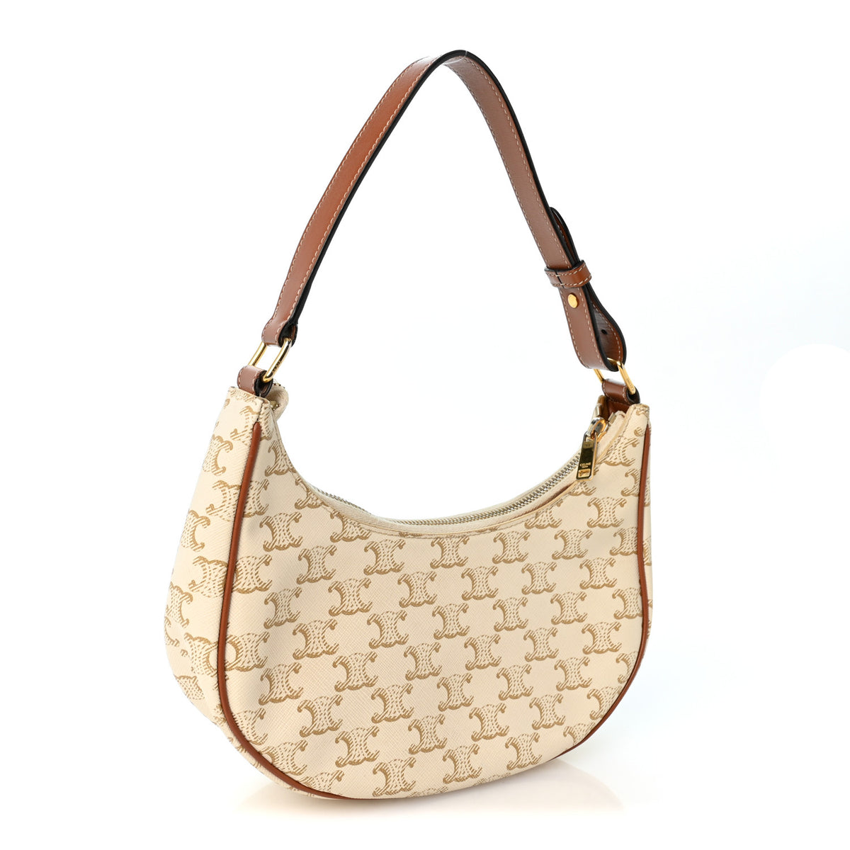 Celine Canvas Calfskin Ava Triomphe Shoulder Bag White 3 of 10