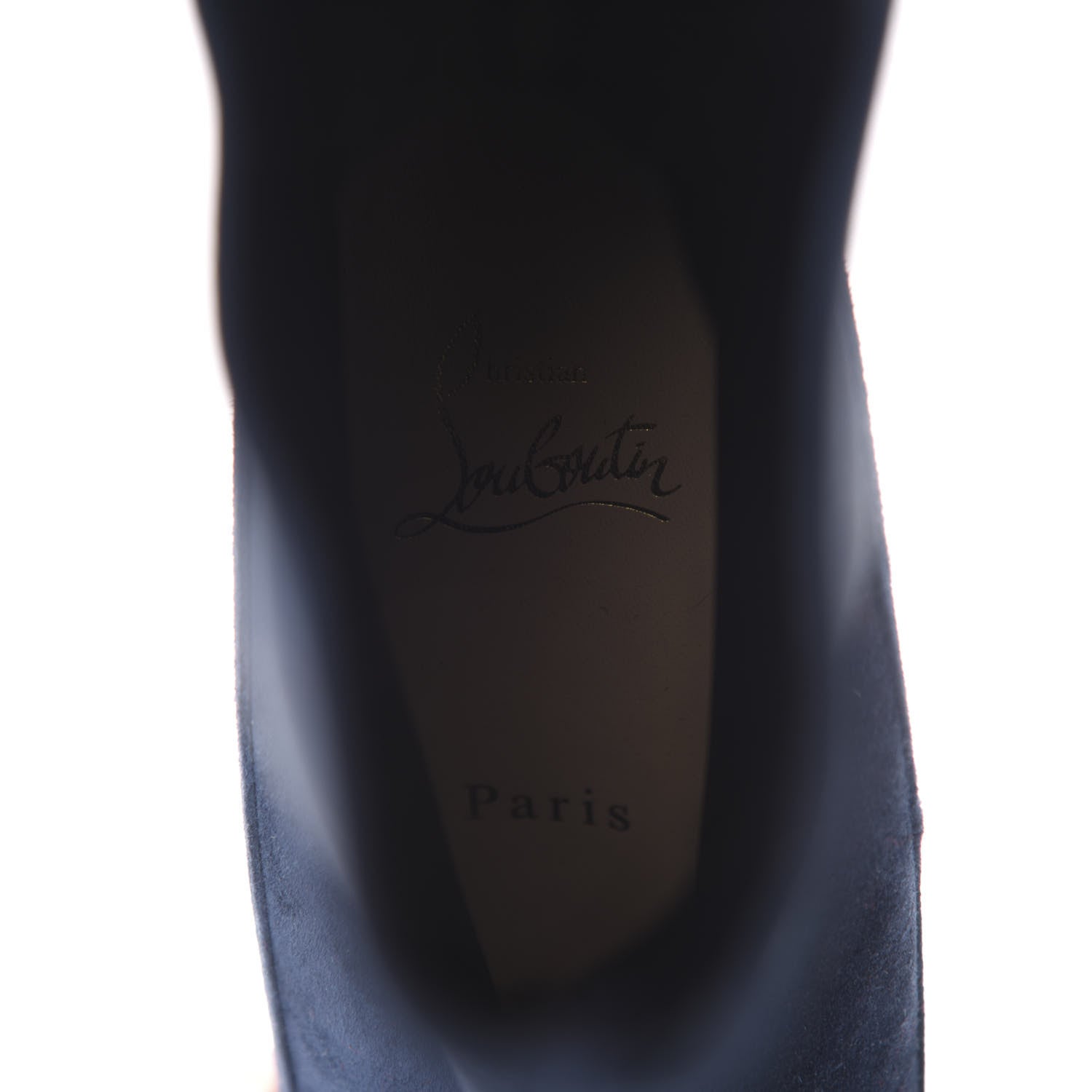 Christian Louboutin Veau Velours Stretch Gena 85 Bootie 38.5 Navy 6 of 7