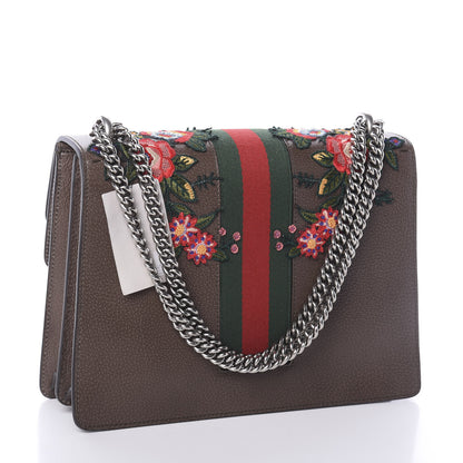 Gucci Calfskin Web Owl Embroidered Medium Dionysus Shoulder Bag New Acero Multicolor 2 of 8