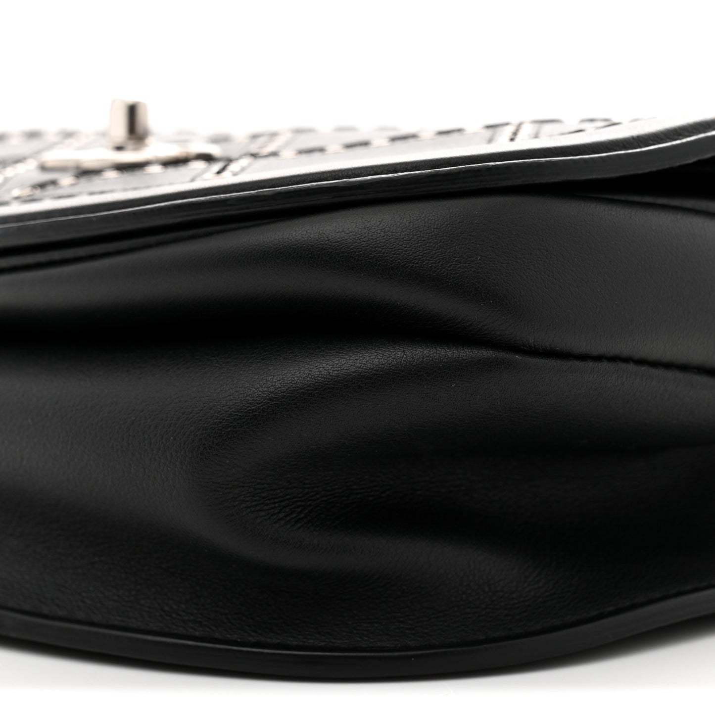 Calfskin Coco Eyelets Small Flap Bag Black