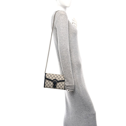 Gucci GG Supreme Monogram Textured Dollar Calfskin Mini Dionysus Chain Wallet Beige Blue 2 of 10