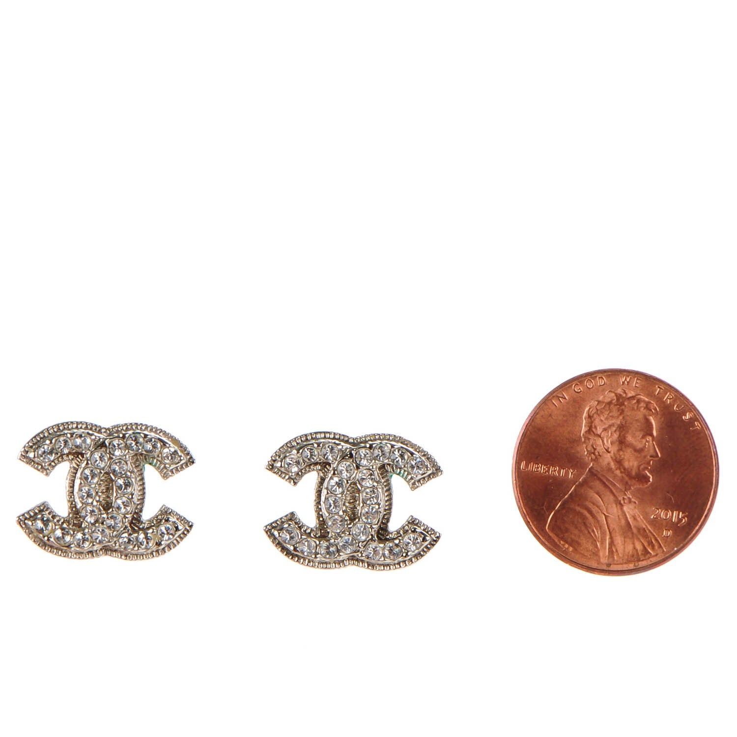 Chanel Crystal CC Earrings Silver 2 of 7