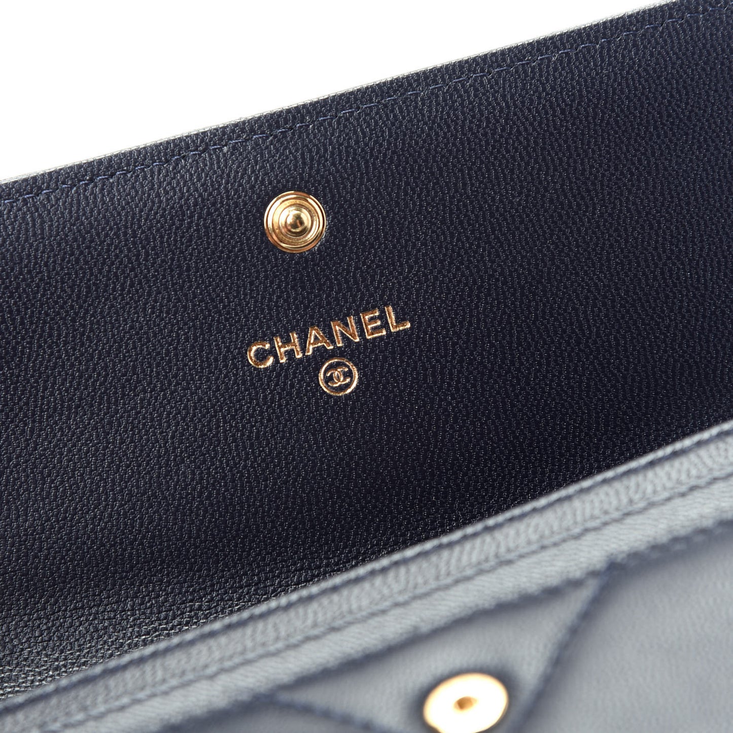 Goatskin Quilted Chanel 19 Flap Wallet Navy