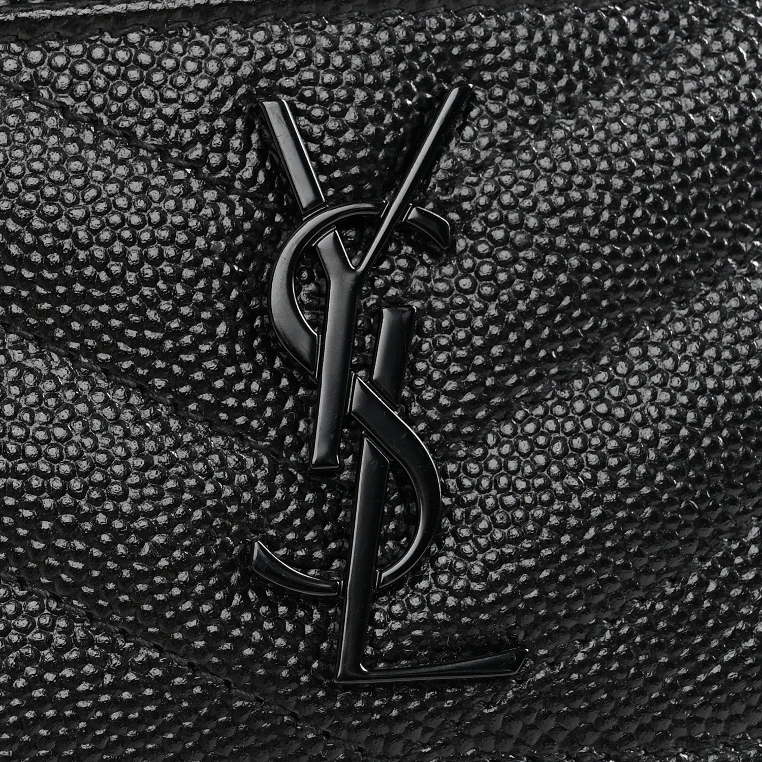 Saint Laurent Grain De Poudre Matelasse Chevron Monochrome Monogram Credit Card Case Black 8 of 8