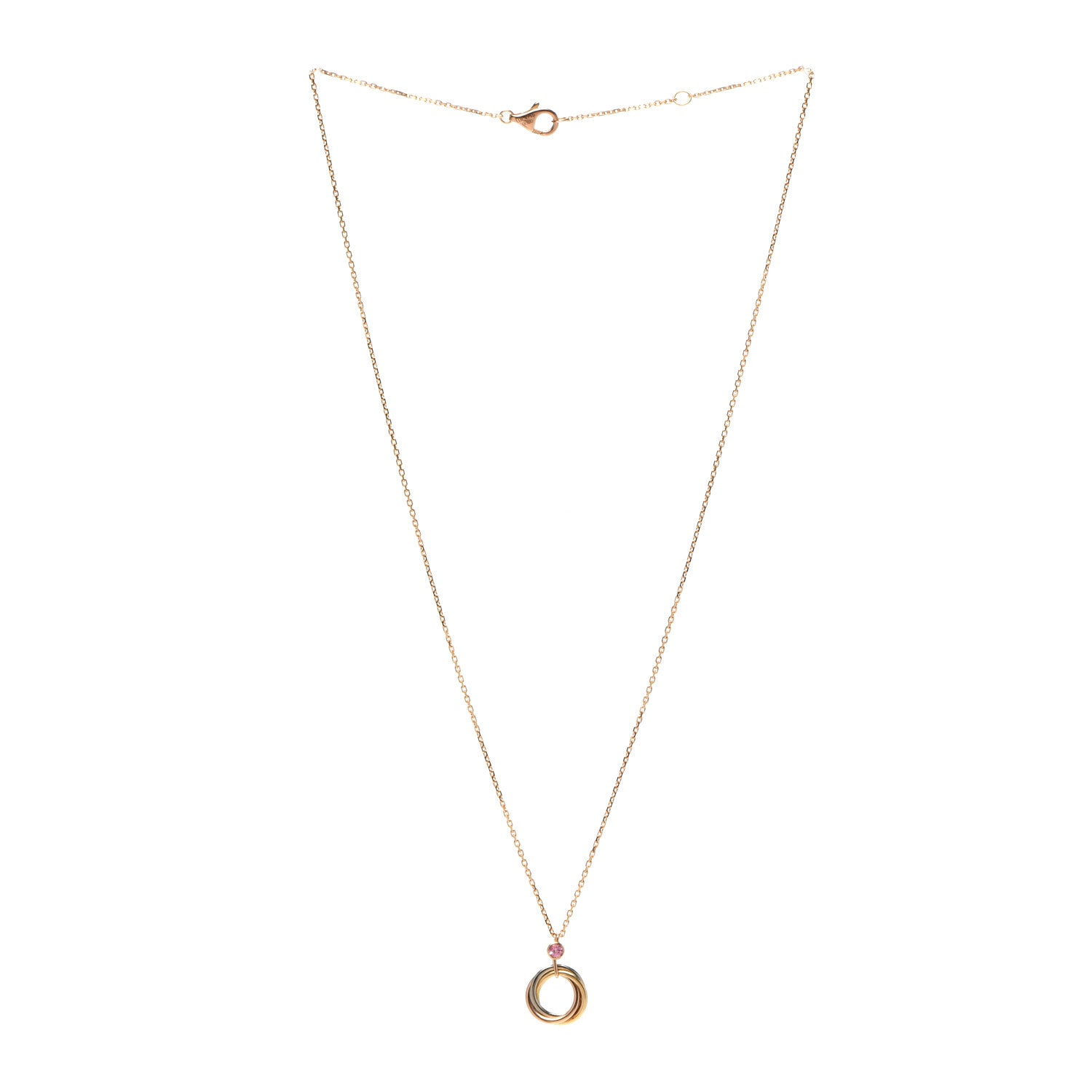 Cartier 18K Pink Yellow White Gold Pink Spinel Trinity Pendant Necklace 3 of 6