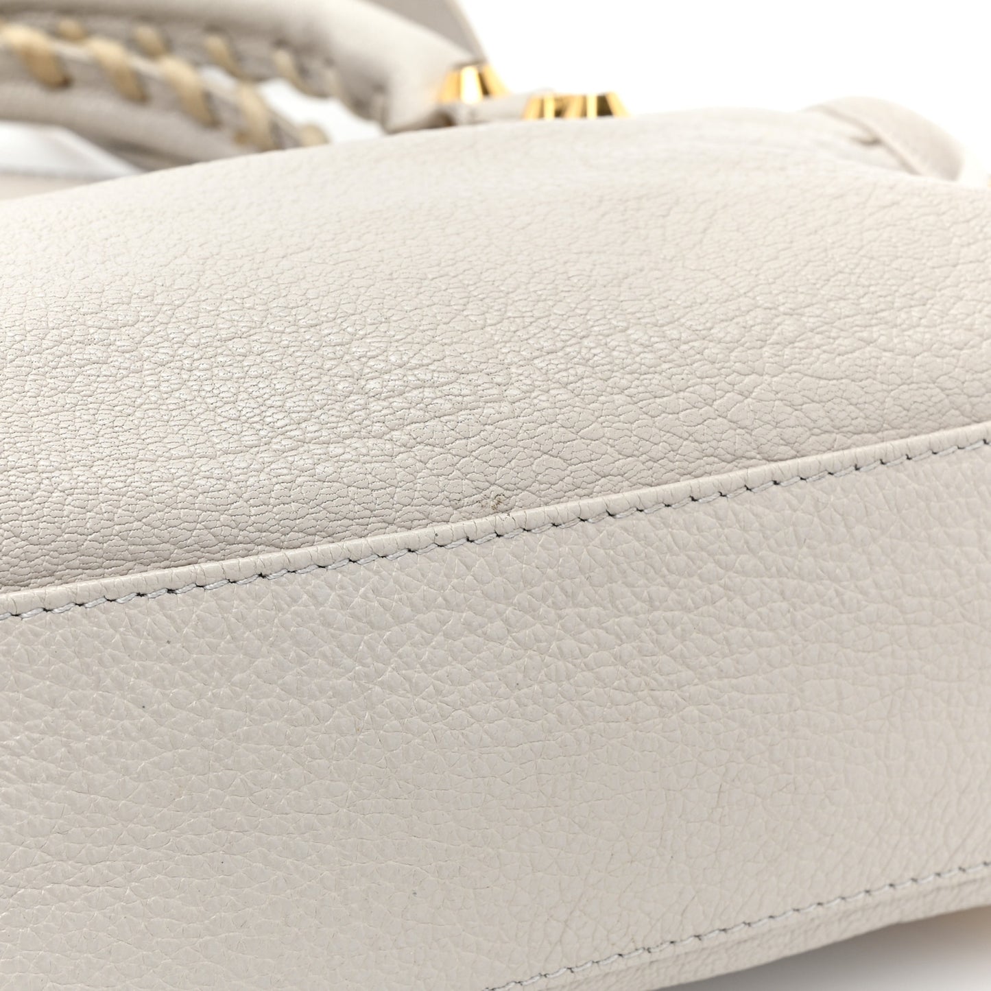 Chevre Gold Metallic Edge Hardware Mini City Gris Perle