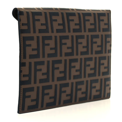 Fendi Vitello Soft F is Fendi Bi-Color FF 1974 Embossed Envelope Pouch Maya Black 2 of 8