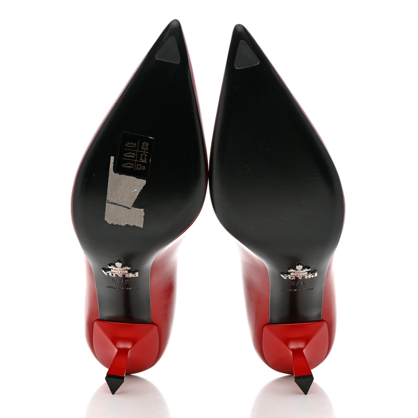 Spazzolato Triangle Logo Pointed Toe 75mm Pumps 37.5 Scarlatto