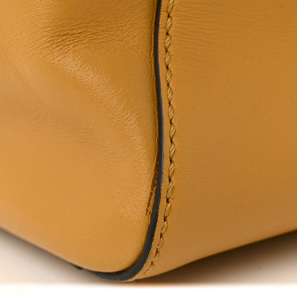 Fendi Vitello Morgan Fabric Jacquard Pequin Medium Peekaboo Iconic Satchel Giallo Syrup Tobacco Black 11 of 11
