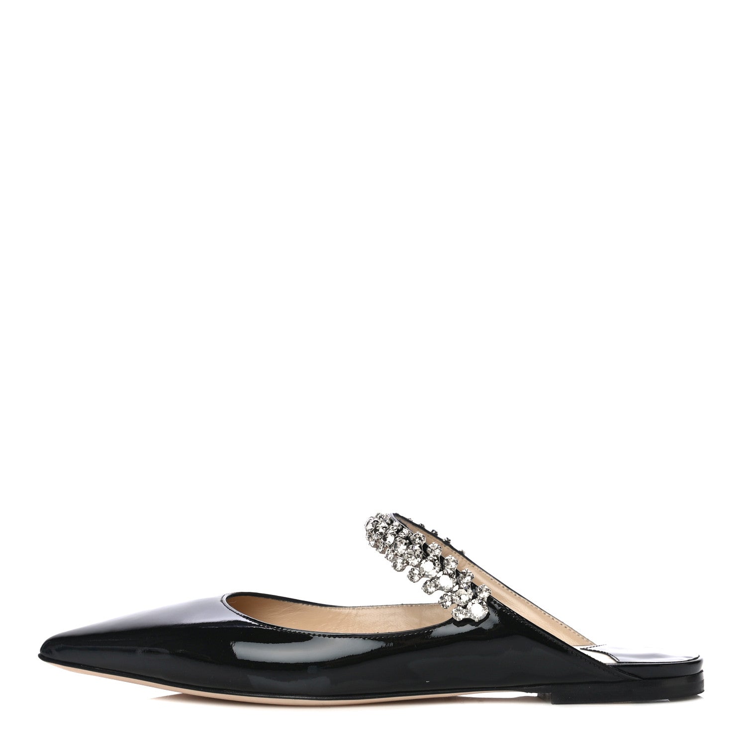 Jimmy Choo Patent Calfskin Bing Flats 38 Black 1 of 8
