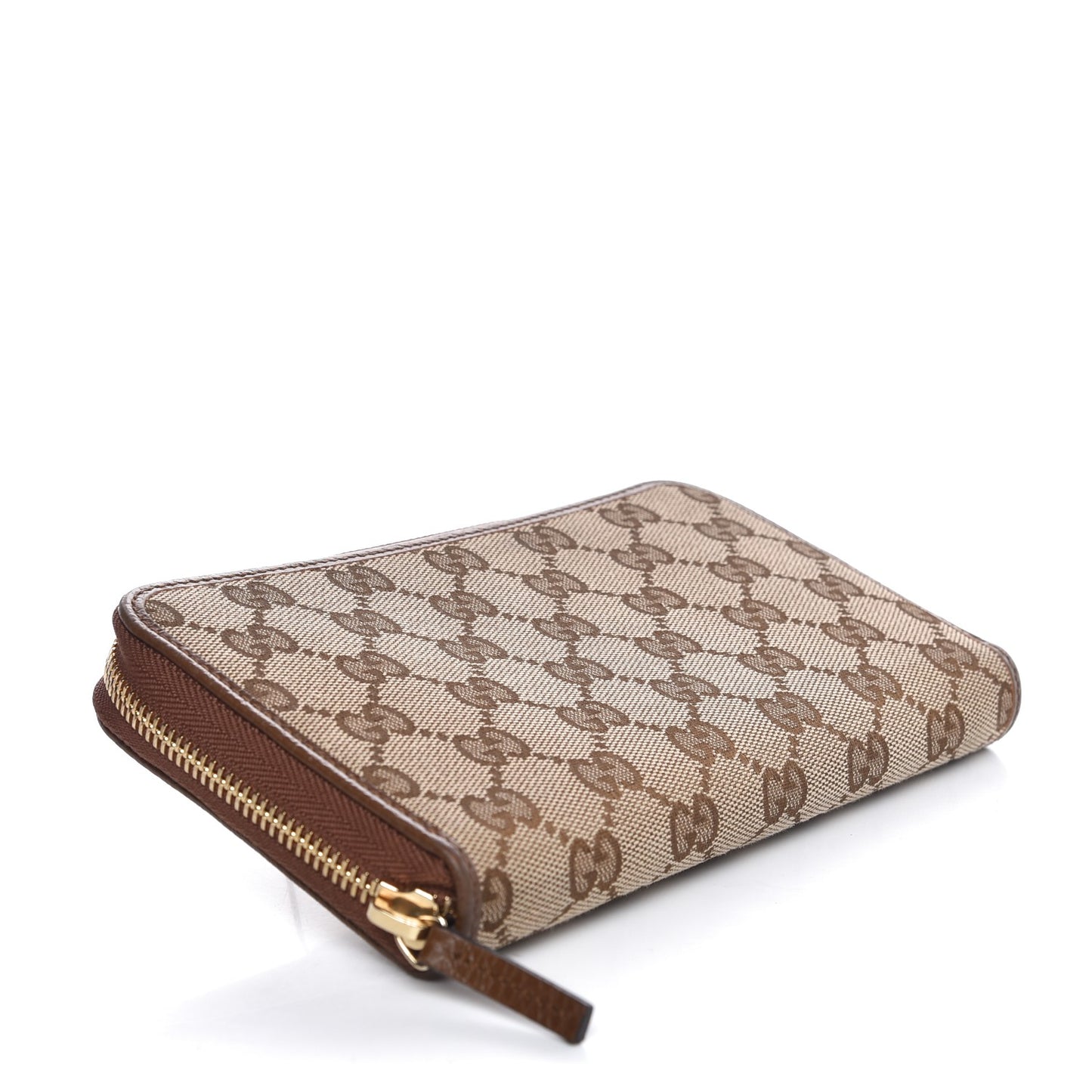 Monogram Dollar Calfskin Zip Around Wallet Beige Ebony Tabacco
