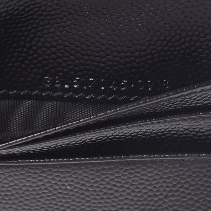 Saint Laurent Grain De Poudre Matelasse Chevron Monogram Zipped Card Case Black 6 of 7