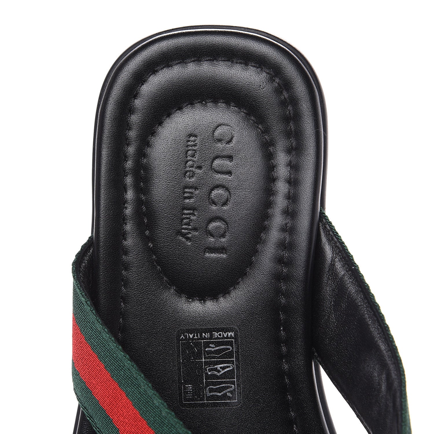 Gucci Nylon Calfskin Web Mens Cleat Sole Thong Sandals 4.5 Black Red Blue 7 of 9