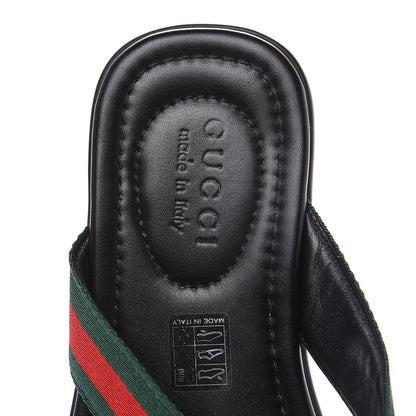 Gucci Nylon Calfskin Web Mens Cleat Sole Thong Sandals 4.5 Black Red Blue 7 of 9